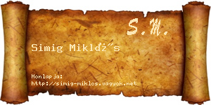Simig Miklós névjegykártya